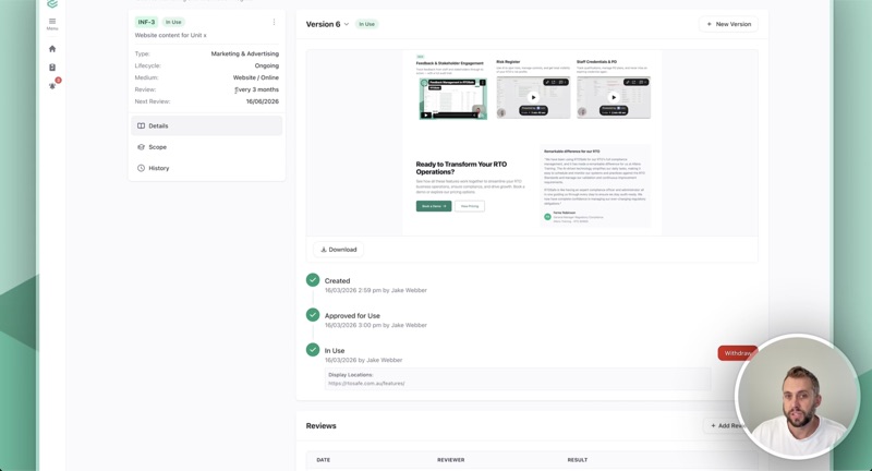 Marketing & Information Register in RTOSafe